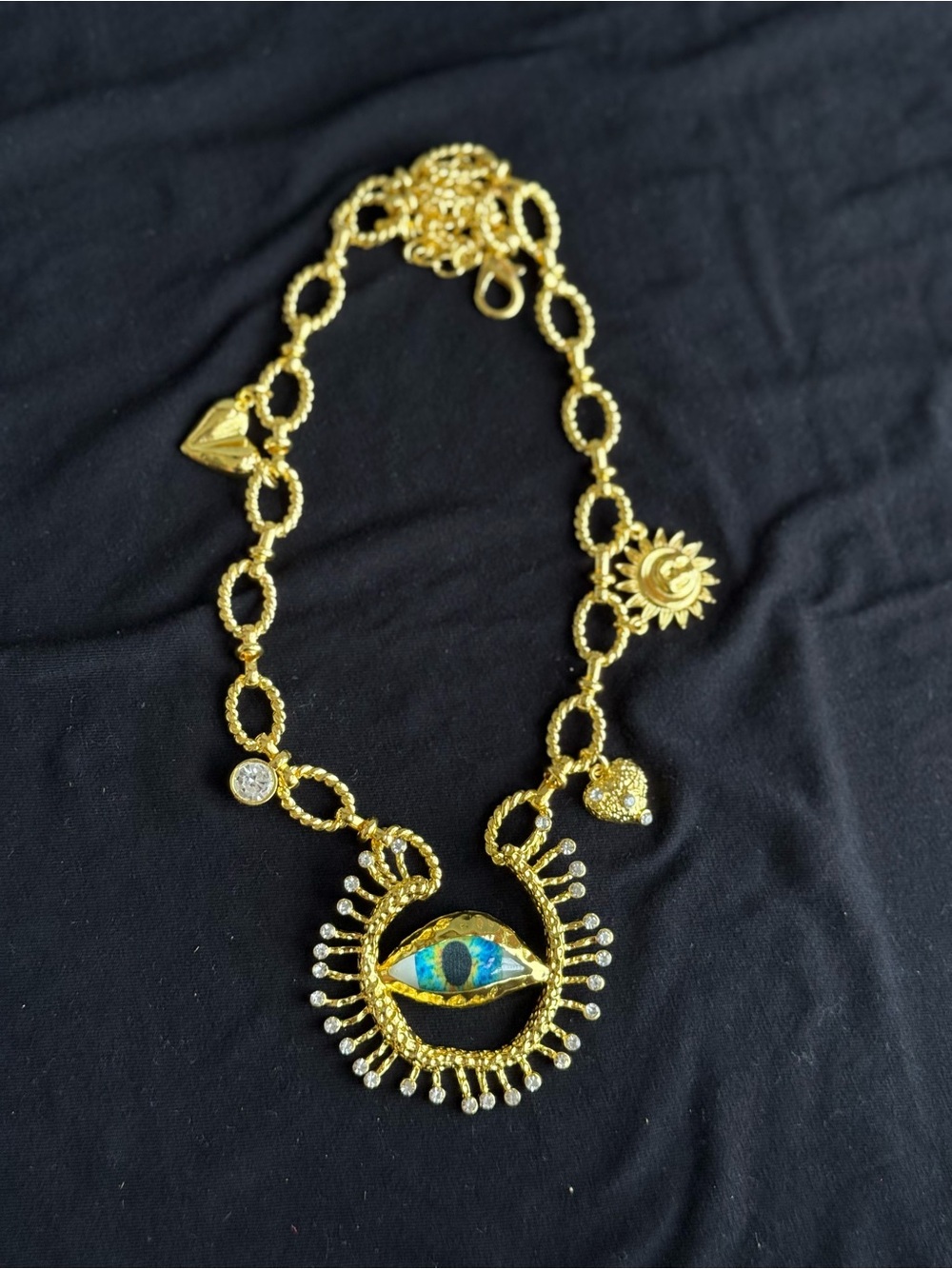 Schiaparelli Inspired Gold-Tone Evil Eye Statement Necklace